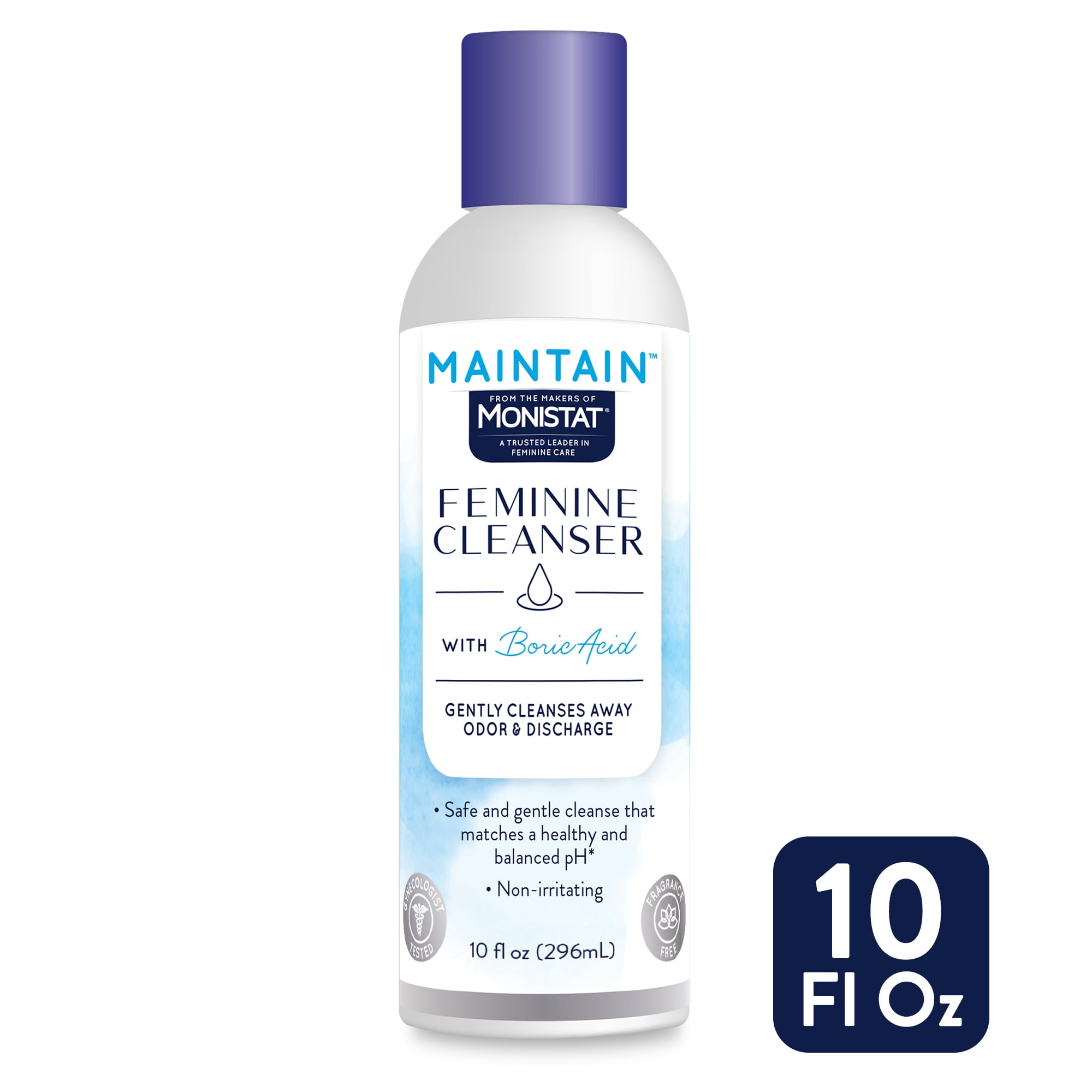 Monistat Boric Acid Feminine Cleanser, Fragrance Free Feminine Wash, 10 Fl Oz, 1 Pack