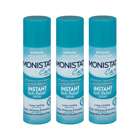 Monistat Care Instant Itch Relief Spray | 2 Ounce | Maximum Strength Formula with 20% Benzocaine | (3-pack) Packaging May Vary