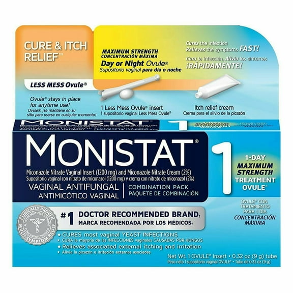 Monistat Day or Night Ovule Vaginal Antifungal Itch Relief 0.32 oz, 6-Pack