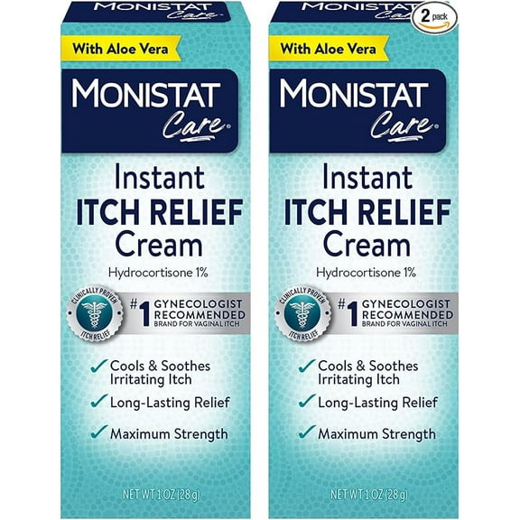 Monistat Instant Itch Relief Cream for Women, Maximum Strength Feminine Itch Care, 1 oz, 2 Pack