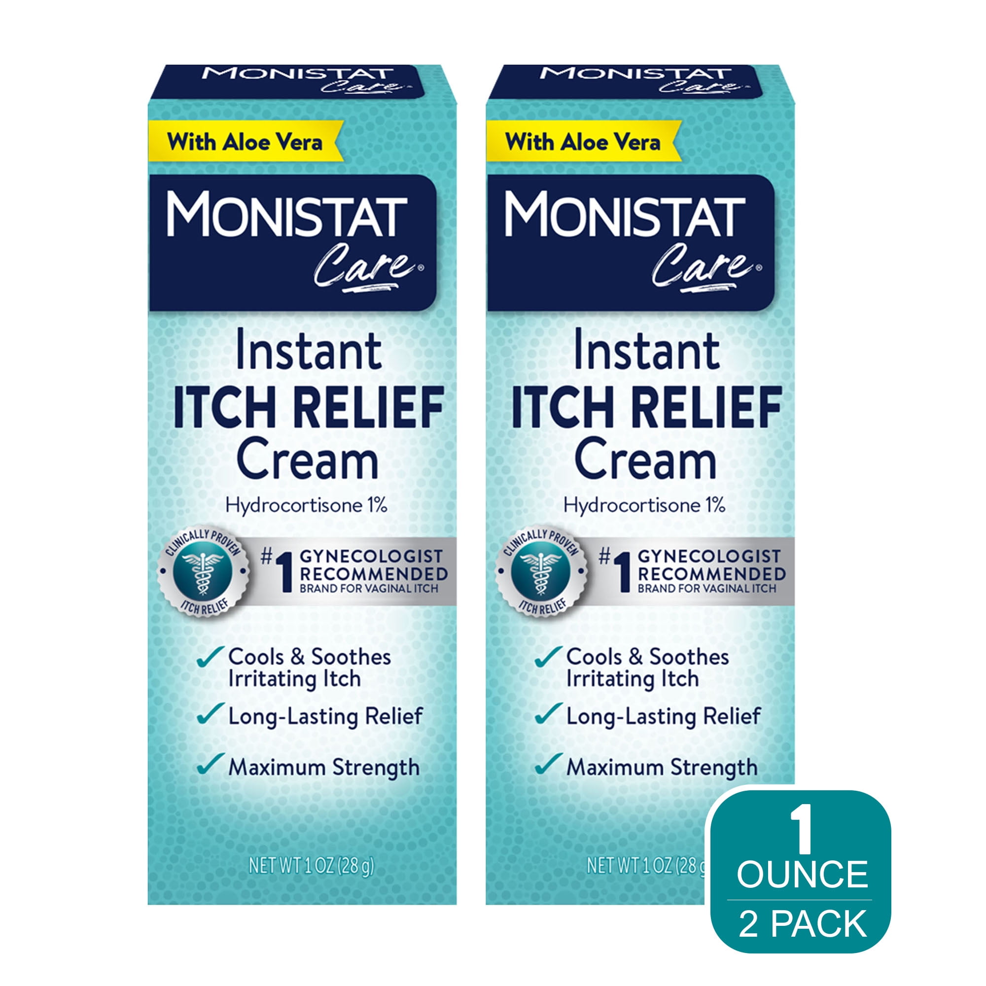 Monistat Instant Itch Relief Cream for Women, Maximum Strength Feminine Itch Care, 1 oz, 2 Pack