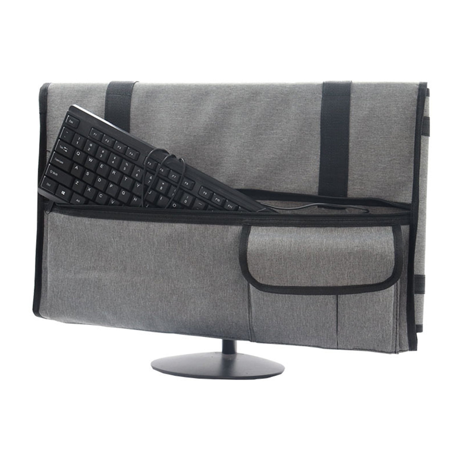 Kwmobile Monitor Cover For 27-28 Inch Screens - Dust Protection Cover With Back Opening, Lightweight & Foldable (White/Black)