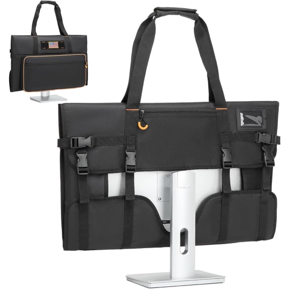 Monitor Carrying Case for 27" LCD Screen Padded Travel Monitor Carrying Bag Compatible with iMac Desktop Computer Dust Cover Bag (Black)