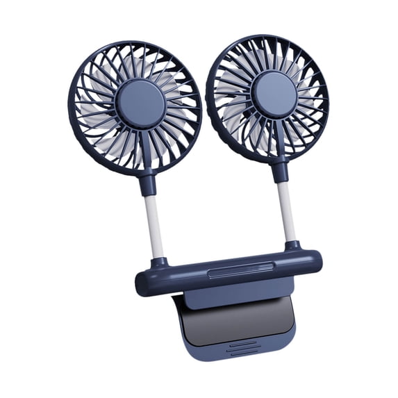 Monitor Clip on Fan with 2 Fan Heads, USB Rechargeable Desktop Fan, 3 Speeds Adjustable Clamp, Strong Wind Quiet Personal Cooling Fan for Office, Laptop, Desktop & Home