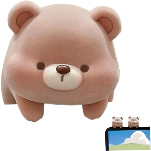 Monitor Decor, Creative Bear Desk Figurines, Novelty Decorative Cute Figurines, 2.64x1.81x1.85 Mini Computer Monitor Decoration for Home, Office Desk