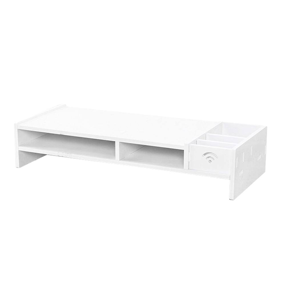 Monitor Desktop Box White Stand Shelf Computer Organizer Riser Storage