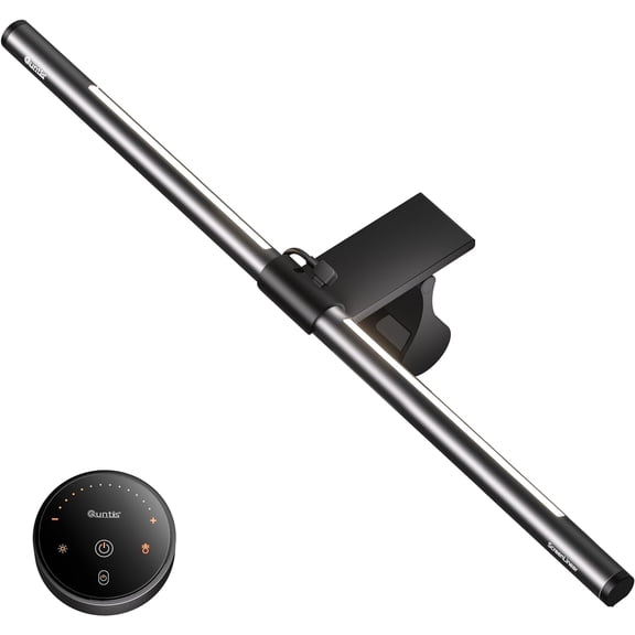 Monitor Light Bar with Remote, 20.1'' Dual Light Screen Light Bar, Sliding Weighted Clip Fit for All Screens, Adjustable Stepless Dimming, Eye Caring No Glare Gaming Work Desk Lamp, Gray