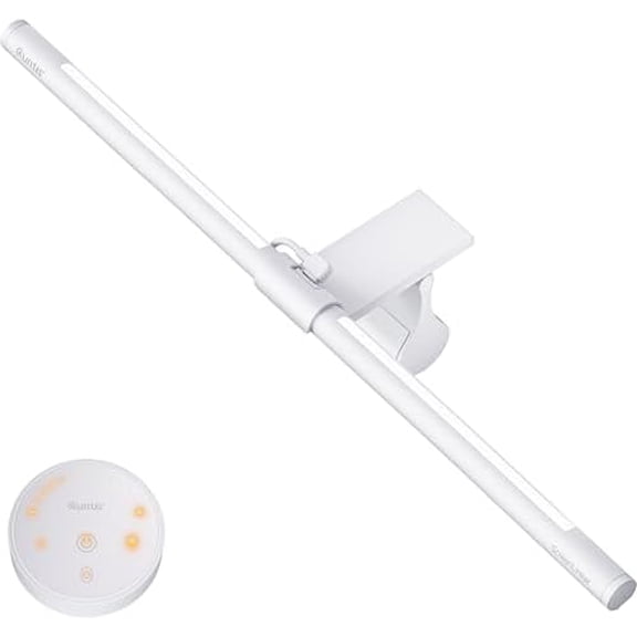 Monitor Light Bar with Remote, Eye-Care No Glare, Space Saving Home Office Desk Lamp (White), Stepless Dimming, Easy Setup LED Computer Light Backlight for Curved Gaming Monitors Reading Study
