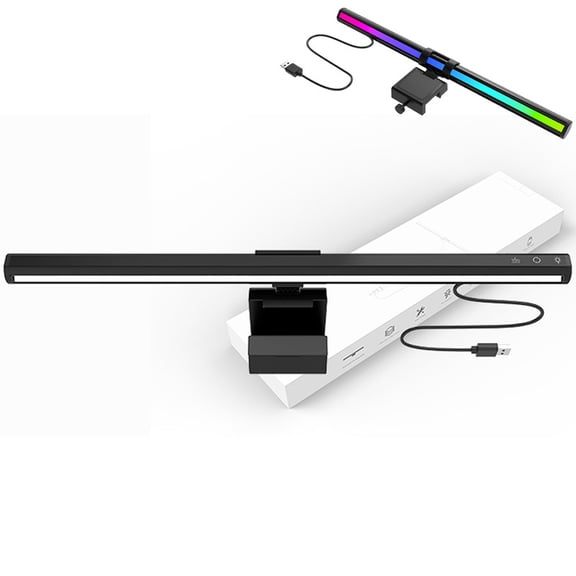 Monitor Light Bar, USB Eye-Care Dimmable Computer Lights Bar with RGB Backlight, Dual Light Reading Screen Lamp for Desk Office Home Game, 36 cm