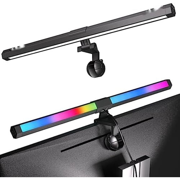Monitor Light RGB Backlight, Eye-Care Computer Lights Bar Gaming Office Desk Lamp, 15 Modes Backlight, 3 Color Temperature & Brightness Dimmable Front Light, Ra95 Screen No Glare Monitor Lamp
