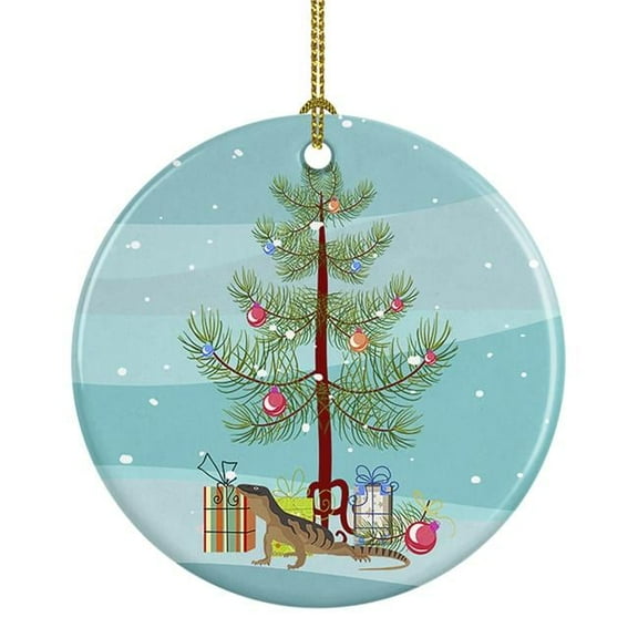 Monitor Lizard Merry Christmas Ceramic Ornament 2.8 in x 2.8 in