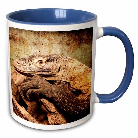 3drose, Monitor Lizard or Komodo Dragon, 15oz Two-tone Blue Mug
