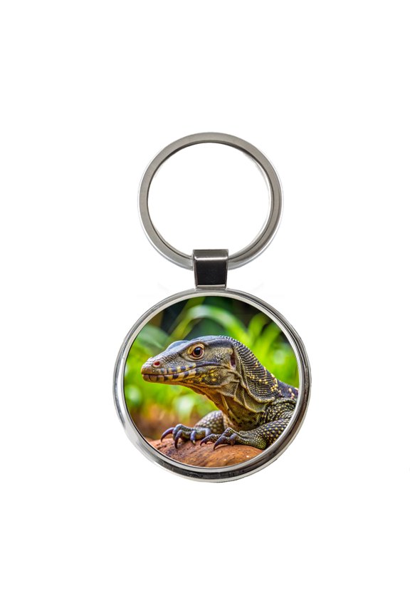Monitor Lizard Reptile Metal Round Keychain