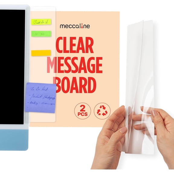 Monitor Memo Board 2Pcs - Flexible Clear PET Computer Screen Sticky Note Holder - Side Panel Message Organizer - Versatile Office Desk Accessories - Cool Home Office Supplies - 3.1" x 11.8"