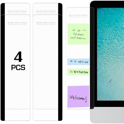 Monitor Memo Board, 4PCS Transparent Computer Monitor Side Panel Creative Desktop Memo Board, Acrylic Desktop Computer Sticky Note Holder for Home Office$$