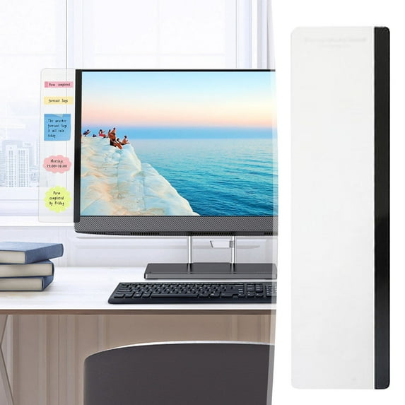 Monitor Memo Board, Acrylic Desktop Organizer with Transparent Clip for Computer Screen Side Frame, Office Accessory Sticky Note Holder, Topliu