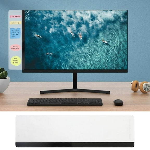 Monitor Memo Board Acrylic Transparent Screen Side Clip Organizer | Adhesive Desktop Message Holder for Computer Frame | Right or Left Mount | 11x3 Inch | Office Home Reminder