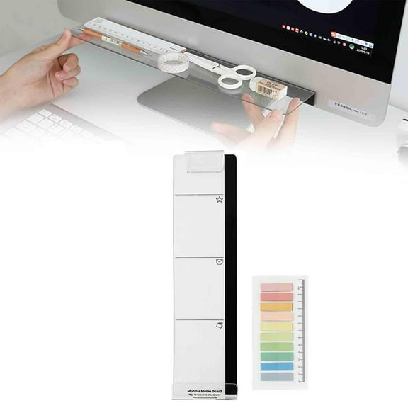 Monitor Note Side Attachment Ecohintz Desktop Computer Side Note Stand - Clear Acrylic Memo Board for Sticky Notes, Left/Right Adjustable for Office/Home, Sticky Note Holder for Computer Screen, M