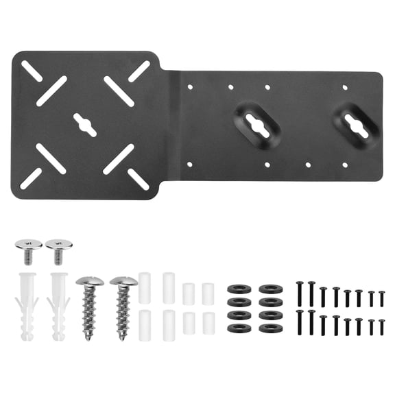 Monitor Rear Mount Bracket for Dock Placement, Support Plate, Metal Hardware, Organized Cable Routing, Black Finish Option, Wall Ready