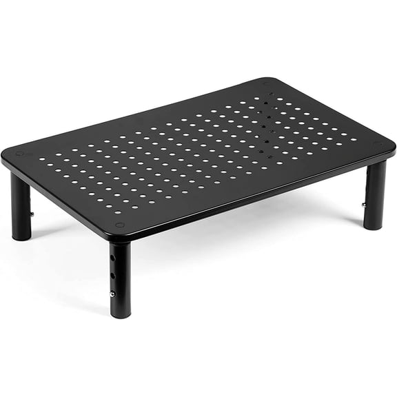 Monitor Riser Desktop Stand, Flat Screen TV Monitor Stand Riser, Sturdy Metal Laptop Computer Monitor Stand Shelf for Printer, iMac, 3 Height Adjustable PC Stand with Mesh Platform