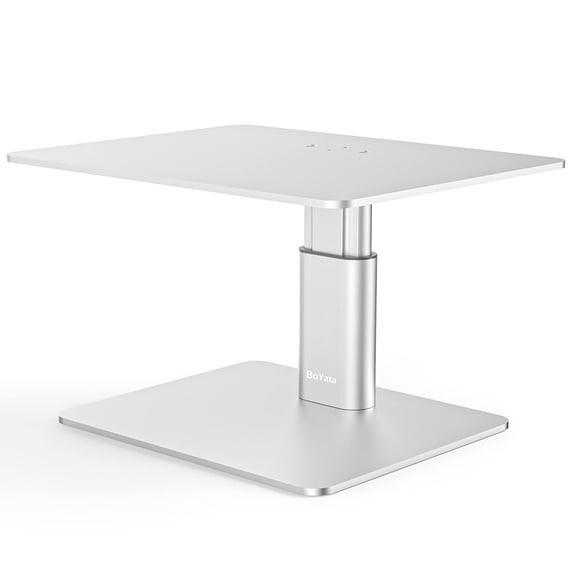 Monitor Riser Stand Adjustable Height Metal Desktop Storage Organizer Compatible With Tv Pc Laptop Computer Imac And All Screen Display-silver