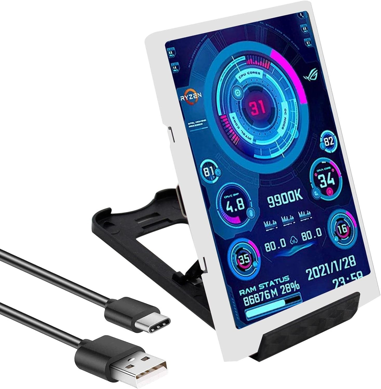 Monitor, Secondary Monitor Screen, Cpu Temperature Display, Extra