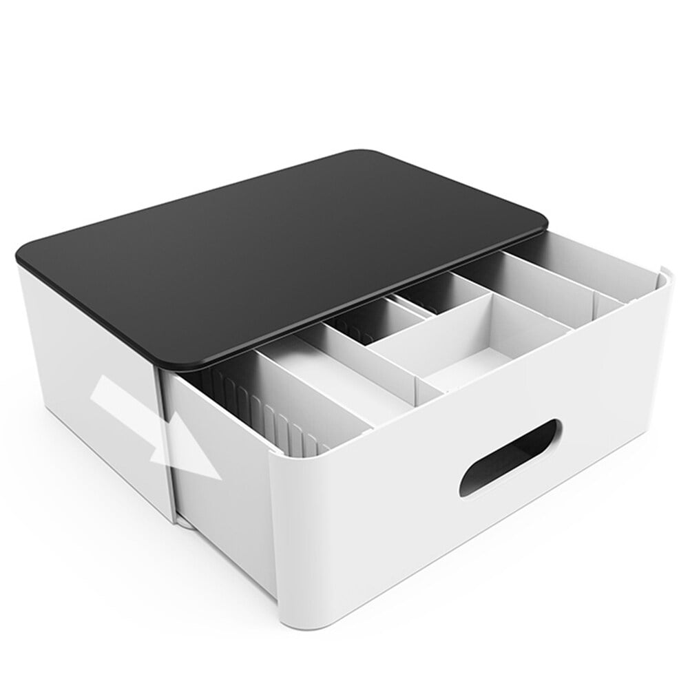 Monitor Stand Fax Machine Stand Desk Organizer with Drawer Wooden ...