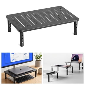 Monitor Stand with Height Adjustment - 3 Level Adjustable Riser with Airflow Vents for Laptop, PC, and Printer, Desk Organizer