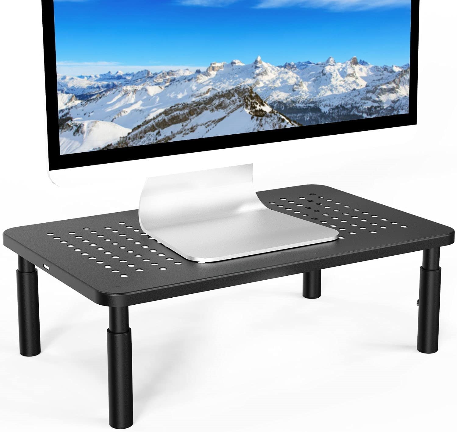 Apex Adjustable Metal Monitor Stand Riser, 3 Height Levels, Anti-skid ...