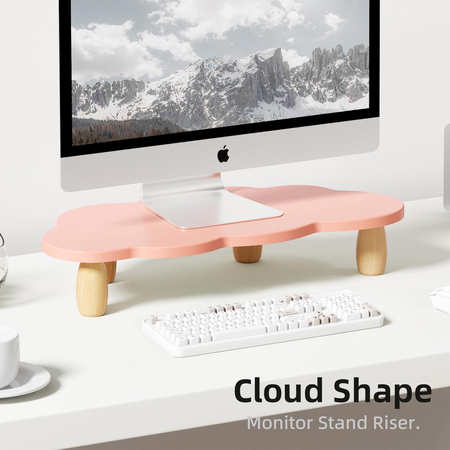 Monitor Stand Riser,Cloud-Shaped Sturdy Wood Computer Monitor Riser ...