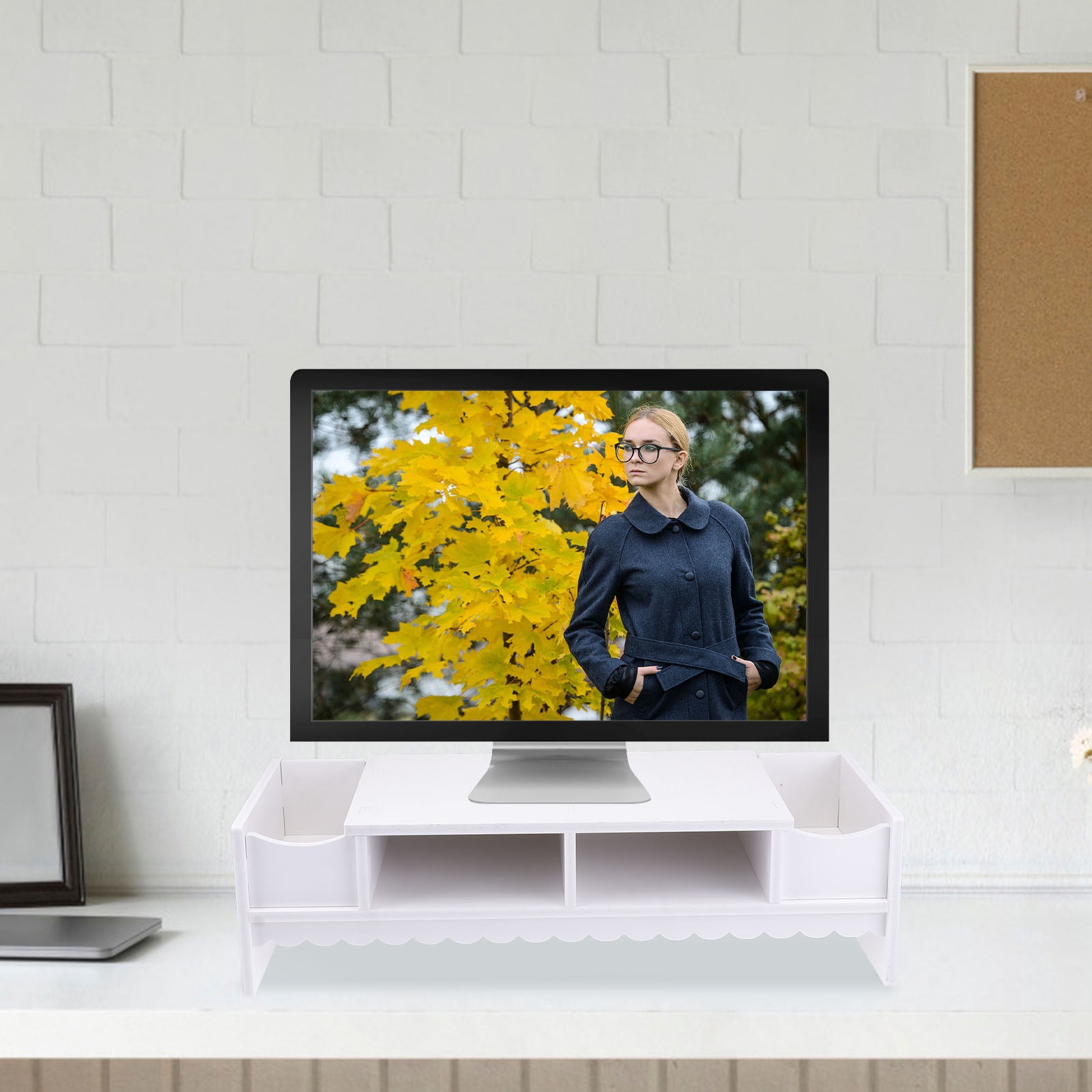 Monitor Stand Riser Computer Desk Shelf Screen Plastic Organizer