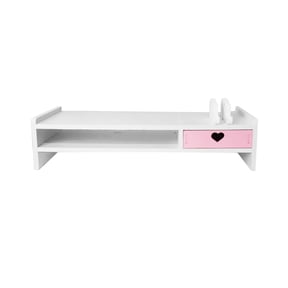 Monitor Stand Riser Desk Storage Rack Space Saving Computer Heightened Shelf Pink 1 Drawer