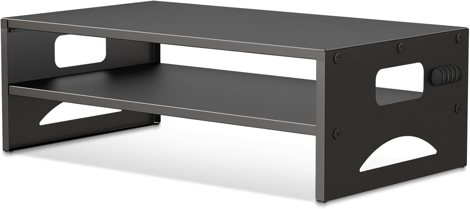 Monitor Stand Riser, Desktop Stand, Computer Stand, Ergonomic Design, Two-Level Design, Desktop Organization, Keyboard Smartphone Storage, Printer Stand, Display Stand, 16.5 x 9.3 x 5.6