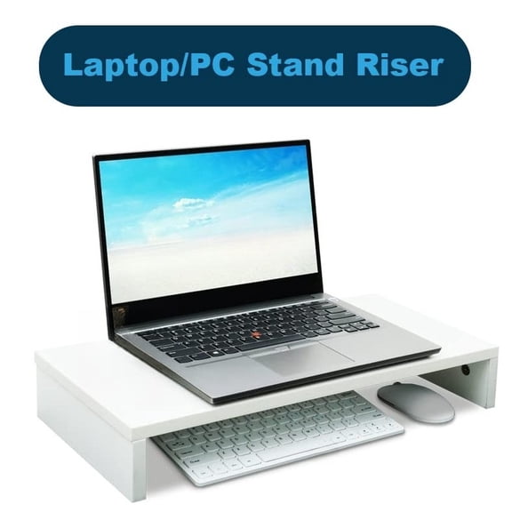 Monitor Stand Riser, Desktop Stand for PC/TV/Laptop/Printer, Wood Monitor Riser with Storage, Computer Stand Keyboard Organizer