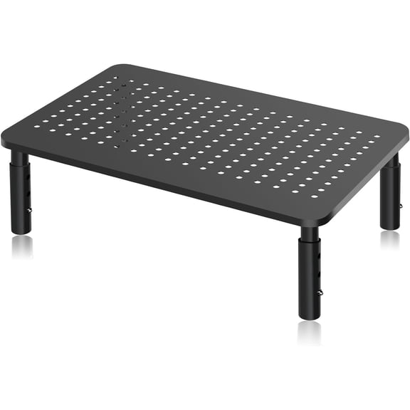 Monitor Stand Riser, Metal Computer Stand, 3 Height Adjustable Screen Riser with Mesh Platform for PS4, Laptop, Printer, Notebook and All Flat Screen, Holds Up to 20KG