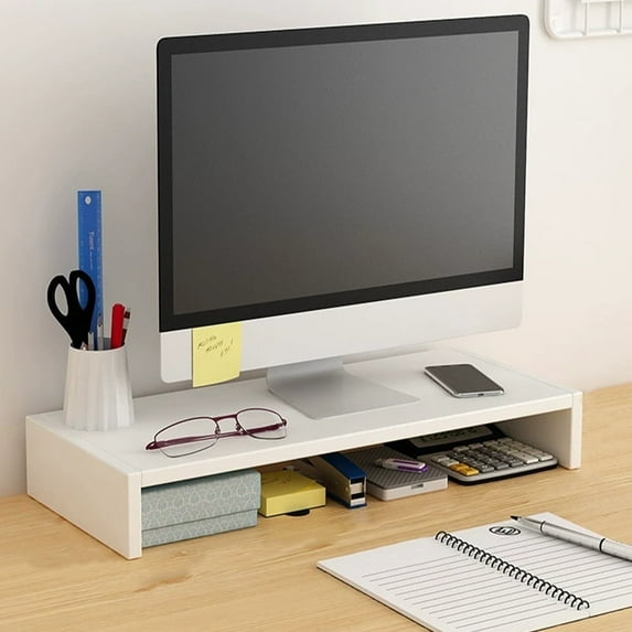 Monitor Stand Riser for Desk, 16.5 Inch Computer Stand Desk Shelf, White 1-Tier