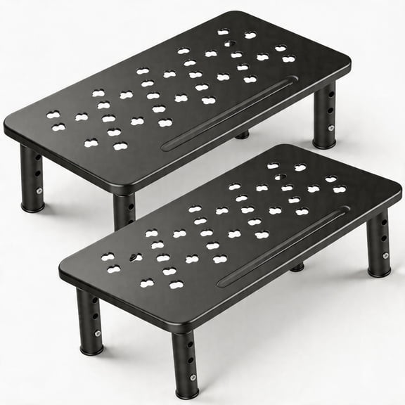 2-Pack Adjustable Monitor Stand Riser, Metal Computer Monitor Riser with 3 Height Settings, Desk Stand for Laptop, Printer, Desktop Organizer