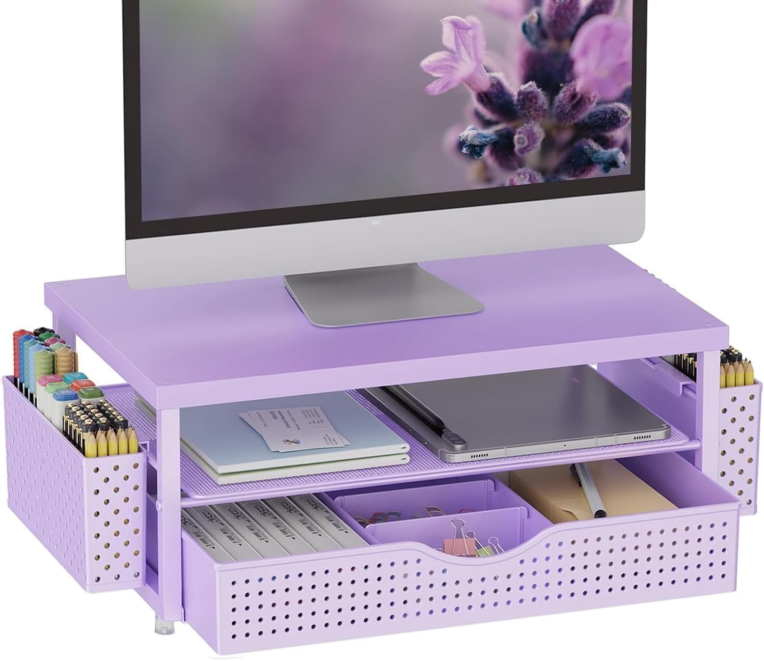 Monitor Stand with Drawer and 2 Pen Holders (Matte Purple) - Walmart.com
