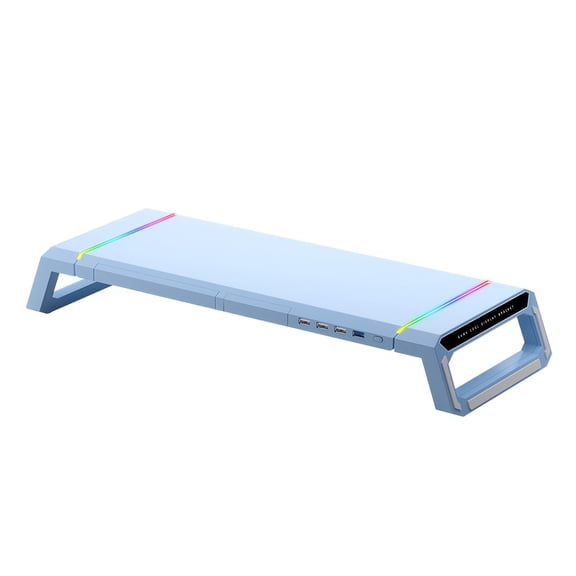 Monitor Stand with RGB Light and 4 USB Ports, Computer Riser with Drawer for Desk