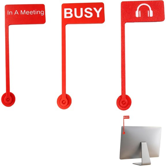 Monitor Status Flag Set, Rotating Busy Signs with Adhesive Dots, In Meeting Do Not Disturb Indicator for Office Home Desk, 3pcs