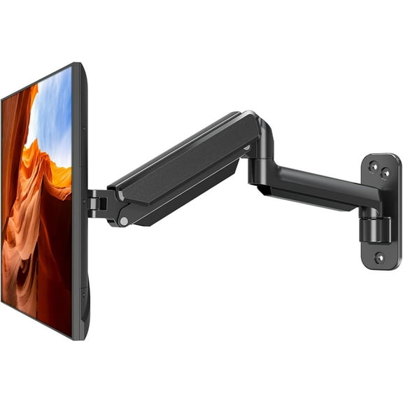 Monitor Wall Mount Fits 17-32 Inch Flat/Curved Computer Screens, Single Arm Holds up to 19.8lbs, Height Adjustable Gas Spring Wall Monitor Stand Tilt, VESA Mount 75x75/100x100