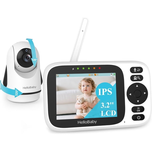 Monitor No WiFi Video Baby Monitor with Camera and Audio - 3.2 Screen, 2-Way Talk, Pan-Tilt Camera with Night Vision,ECO/VOX,1000ft, Temperature | Portable for Travel, Parents, Pet, Elderly