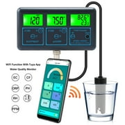 Monitoring Tuya WiFi 7in1 Water Quality Tester Multi-Parameter Water Analyzer Digital Display /ORP/EC/PPM/CF/Humidity/Temperature Monitoring Meter For Drinking Water Aquarium