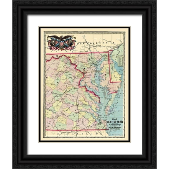 Monk 12x14 Black Ornate Wood Framed with Double Matting Museum Art Print Titled - Eastern United States Approaches Military Posts Ft