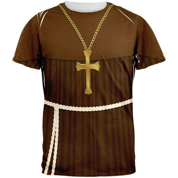 Monk Edwardian Costume All Over Adult T-Shirt - Large