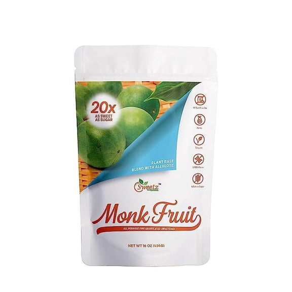G-Sweetz Monk Fruit Allulose All Purpose Sweetener 20X Sugar Sweetness; Total Servings 2270 | 1-LB