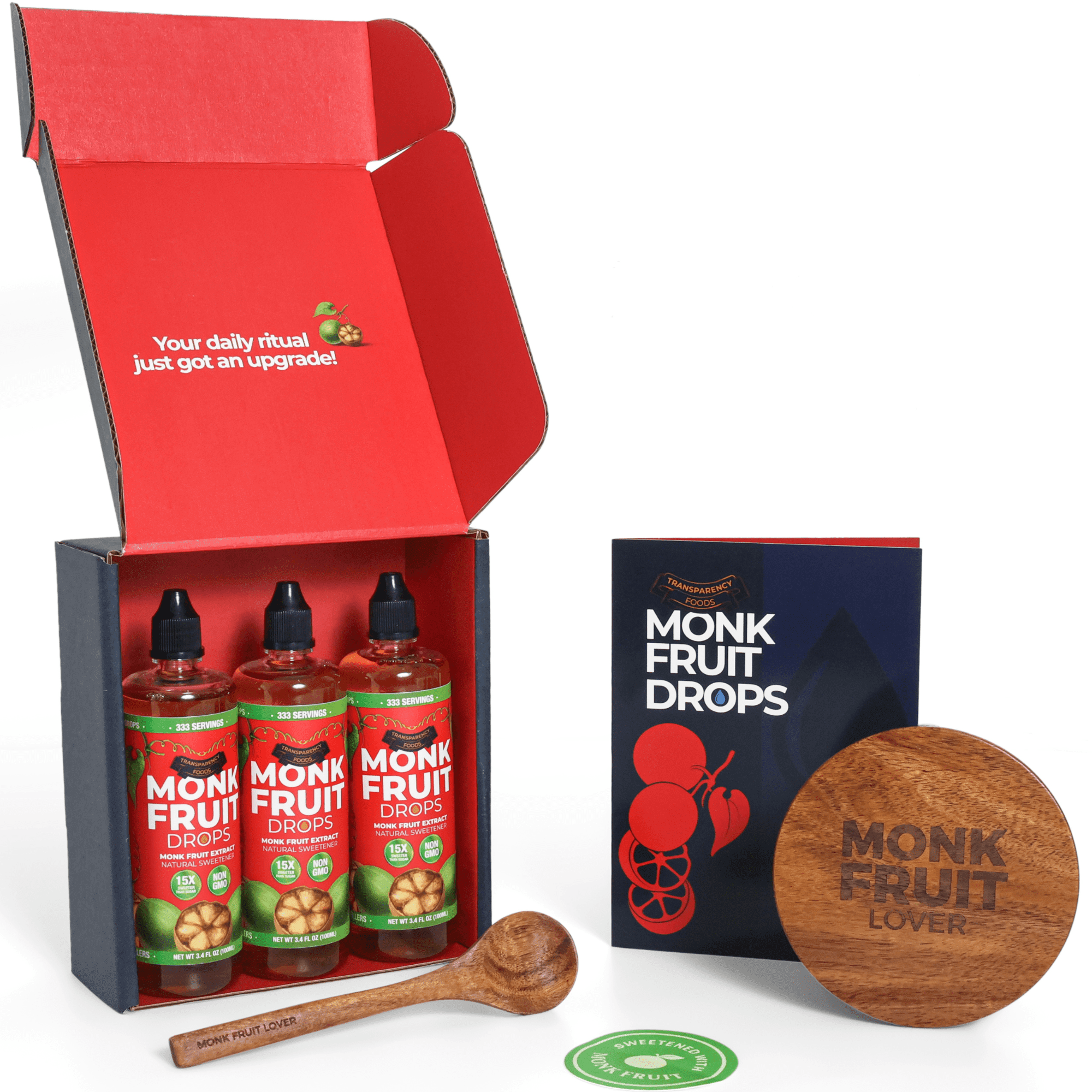 Monk Fruit Extract (6 Drops = 1 Tsp of Sugar) No Fillers - Liquid Monk Fruit  Sweetener No Erythritol - Monk Fruit Drops Gift Box by Transparency Foods -  NEW FORMULA (10.2 oz, 999 servings)