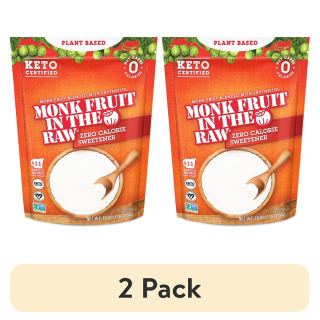 (2 pack) Monk Fruit In The Raw Zero Calorie Sweetener, Sugar Substitute