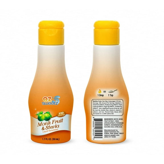 Monk Fruit &Stevia (1.7 FL OZ - Liquid Sweetener 330 Servings/Bottle| 2Pack)