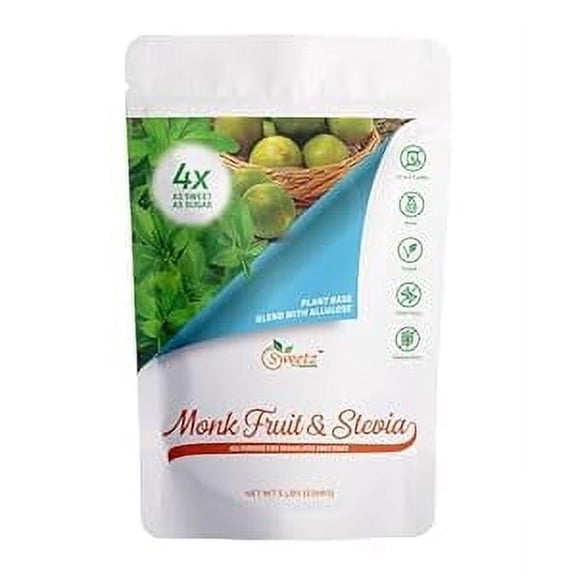 G-Sweetz Monk FruitStevia & Allulose All Purpose Sweetener  4X Sugar Sweetness; Total Servings 2268; Zero Calorie Sweetener, Sugar-Free Substitute for Baking, Smoothies, Coffee; | 5-LB